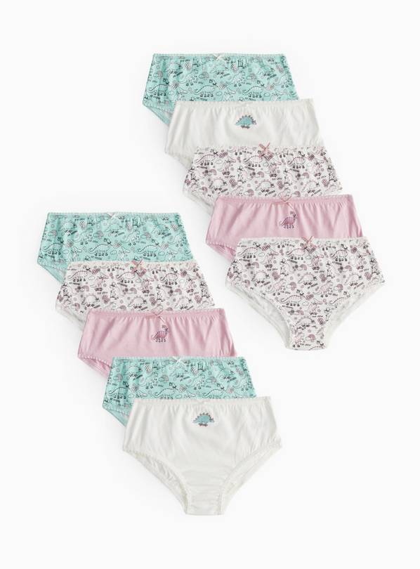 Pastel Dinosaur Printed Knickers 10 Pack 5-6 years